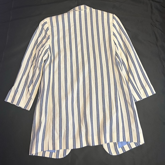NWT EXPRESS Women's Open Front Striped Blue Blazer - Picture 2 of 5
